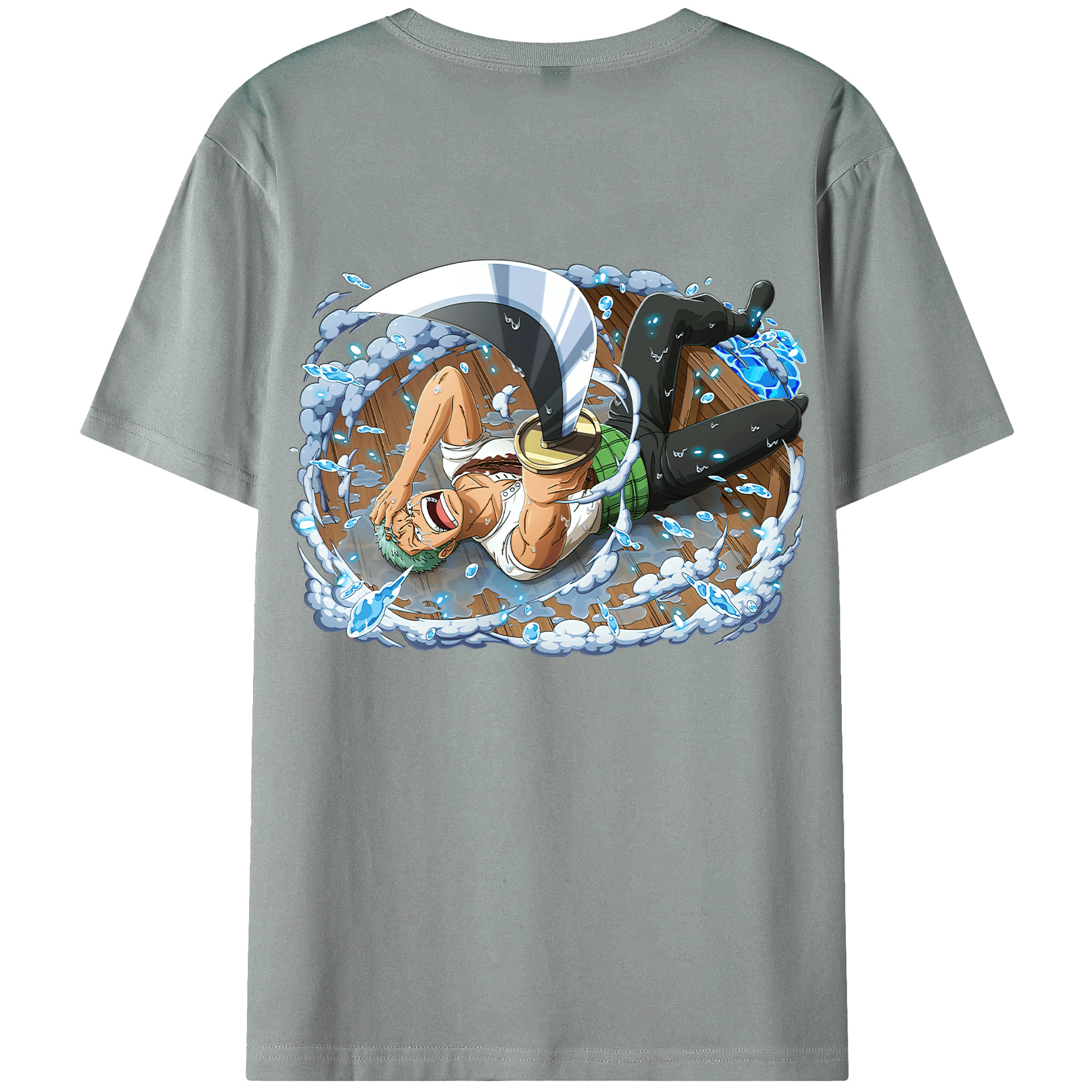 ワンピース ロロノア・ゾロ ONE PIECE Roronoa Zoro 綿100％ メンズ半袖Tシャツ（バックプリント） 通気性